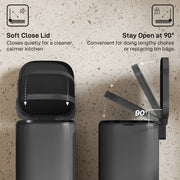 30L Pedal Bin with Soft Close Lid and Removable Inner Bucket for Kitchen or Office Black