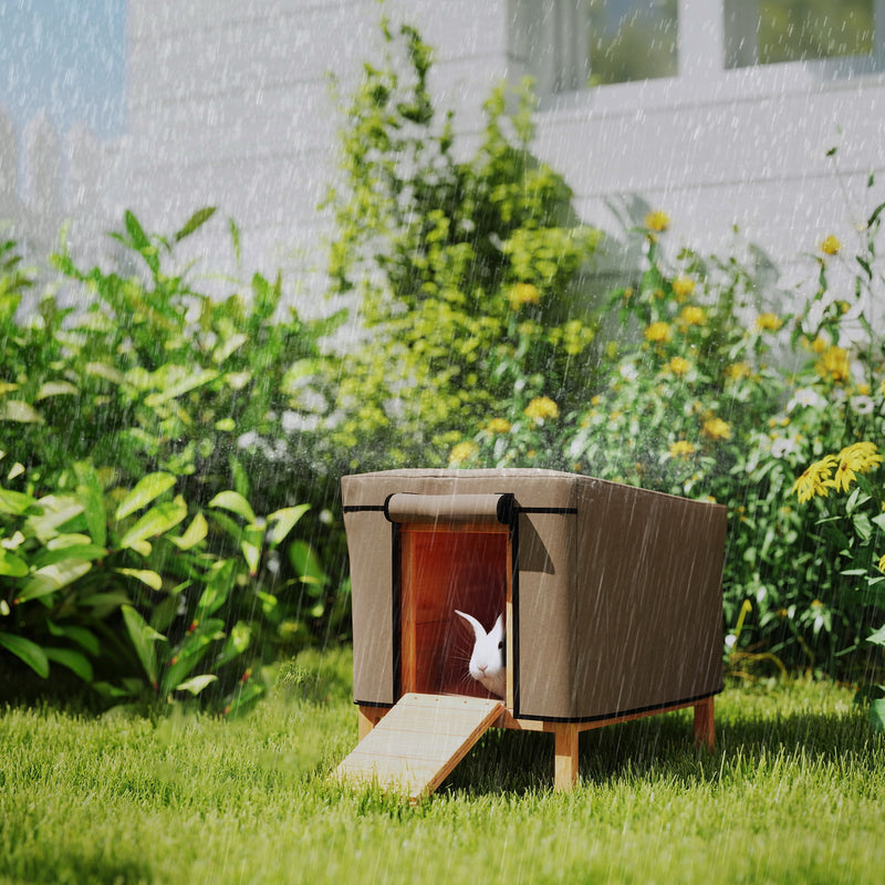 Waterproof Rabbit Hutch Cover Fits X-D2-0047 and Similar Models Brown by PawHut