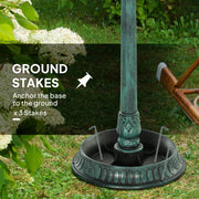 Outsunny 3-in-1 Garden Bird Bath, Freestanding Birdbath with Large Water Basin, Underneath Flower Planter, Φ50 x 113 cm, Green AOSOM