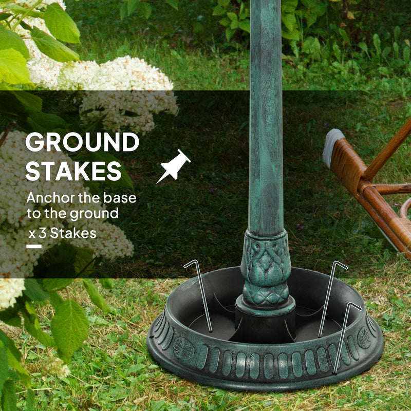 Outsunny 3-in-1 Garden Bird Bath, Freestanding Birdbath with Large Water Basin, Underneath Flower Planter, Φ50 x 113 cm, Green AOSOM