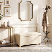 Velvet storage ottoman - Cream
