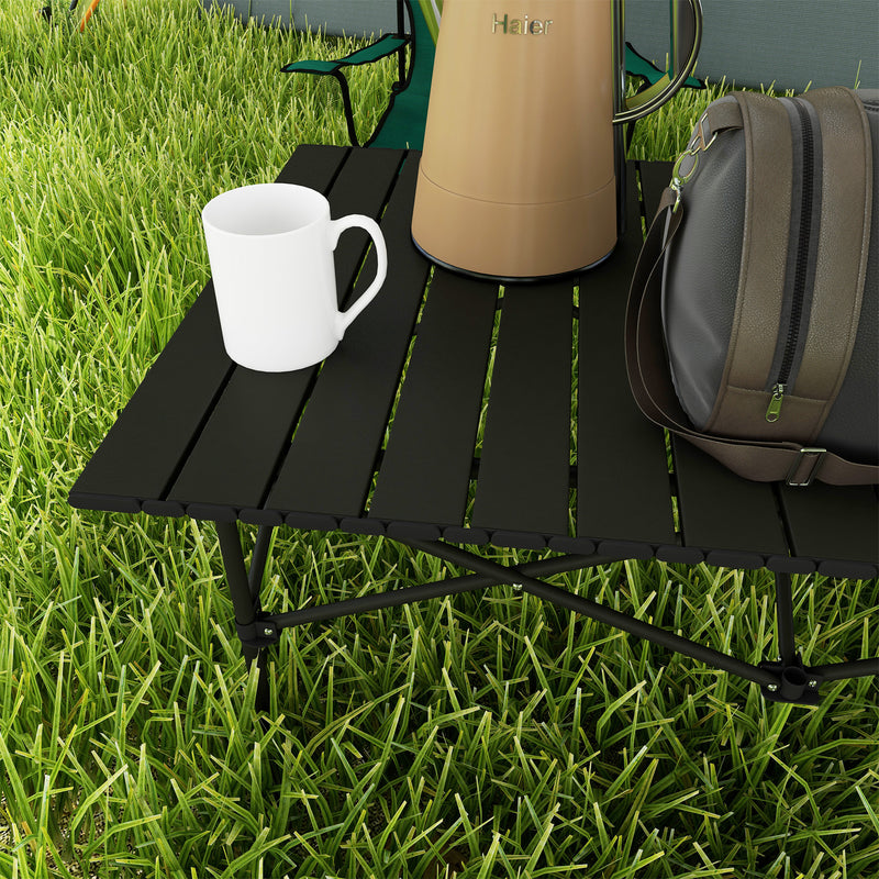 Folding Camping Table for Two with Quick Setup and Carry Bag Black