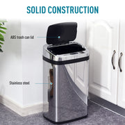 30L Motion Sensor Rubbish Bin With Soft Close Lid Ideal For Kitchen Use Silver