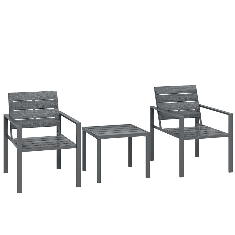 Garden Bistro Set for 2 with Weather-Resistant Chairs and Table for Patio or Balcony Outsunny