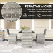 4 Seater Rattan Patio Dining Set With Cushions and Glass Table by Outsunny