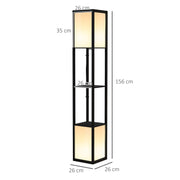Modern Shelf Floor Lamp with Dual Ambient Lighting for Living Room or Bedroom, Black