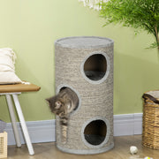 Cat Climbing Tree with Sisal Scratching Posts and Padded Rest Platform Light Grey