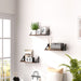 Set of 3 Rustic Brown Floating Wall Shelves for Living Room Bedroom Entryway by HOMCOM