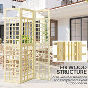 3 Panel Wooden Garden Privacy Screen Foldable Freestanding Outdoor Trellis by Outsunny