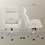 Ergonomic Office Chair with Adjustable Headrest and Boucle Fabric for All Day Comfort Pale Grey AOSOM