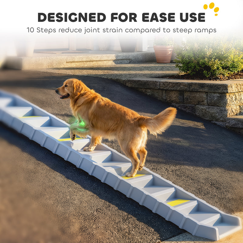 Foldable Dog Car Ramp for Easy Pet Access with Non Slip Steps Grey