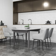 Set of 4 Upholstered Linen Dining Chairs with Metal Legs for Kitchen or Living Room, Light Grey