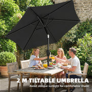 Garden Parasol with Tilting Canopy for Adjustable Shade and UV Protection Black Outsunny