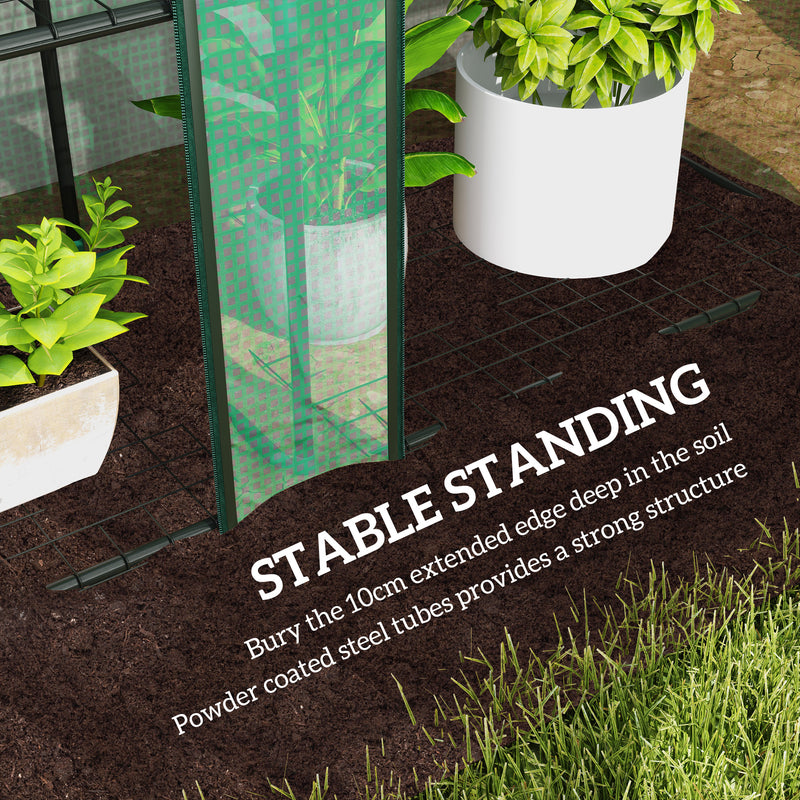 Tall 9 Shelf Mini Greenhouse For Plants And Seedlings With Zipped Cover Green AOSOM