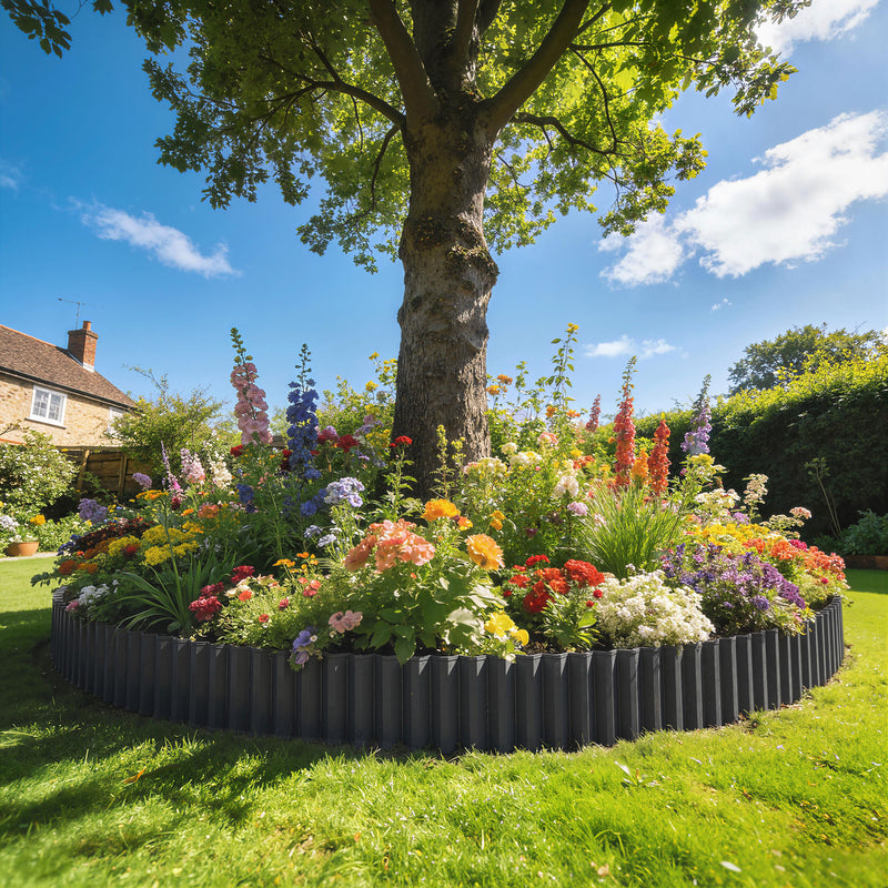 Metal Lawn Edging for Easy Flexible Garden Borders and Neat Flower Beds Dark Grey AOSOM