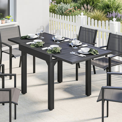 Extendable Garden Dining Table for Flexible Outdoor Meals and Gatherings Black Outsunny