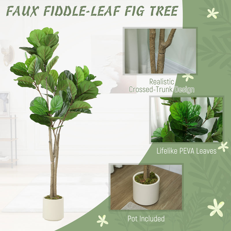 150cm Artificial Ficus Tree With Realistic Leaves For Home Or Office Decor Green