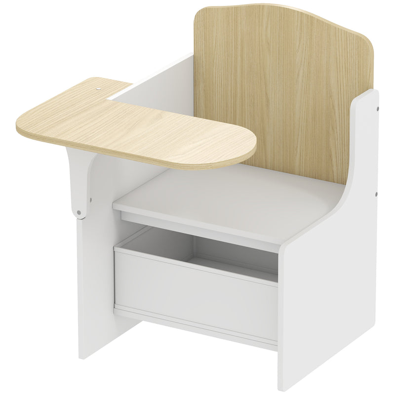 Kids Table and Chair Set With Storage Bins for Play and Learning Ages 3 to 5 White AOSOM