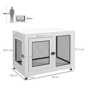 2 in 1 Dog Crate and Side Table with Cushion and Double Doors for Large Dogs Grey