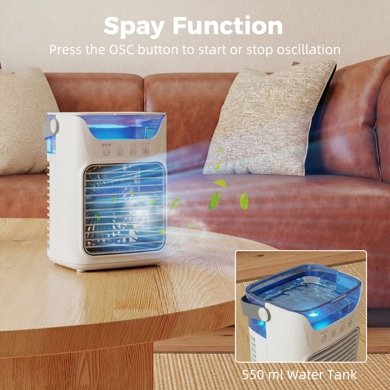 Desk Fan with Cooling Mist and Aroma Diffuser for Home or Office Grey AOSOM