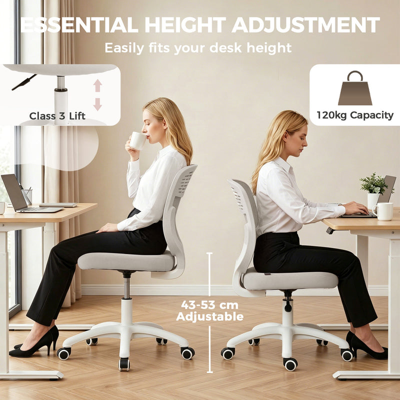 Compact Desk Chair for Small Bedrooms or Home Offices with Mesh Back