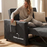 2 Seater Sofa Bed for Small Spaces with Adjustable Backrest and Storage Pockets Black AOSOM