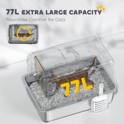 White Stainless Steel Cat Litter Box With Removable Lid Scoop and Filter Bags by PawHut