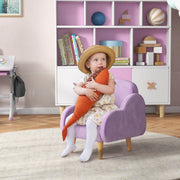 Kids Velvet Armchair with Wooden Frame and Cloud Design for Toddlers Ages 1 to 3, Purple
