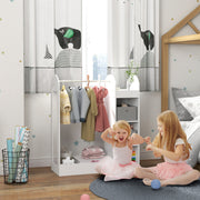 White Kids Clothes Rail with Storage Shelves Mirror and Boxes for Bedroom or Nursery by AIYAPLAY