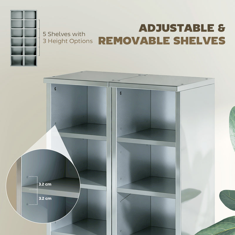 CD and Media Storage Shelves Set of 2 for Organised Home or Office High Gloss Grey AOSOM