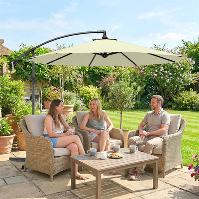 Cantilever Parasol for Garden Dining and Relaxing with Adjustable Shade With UPF 30+ UV Protection, Beige Outsunny