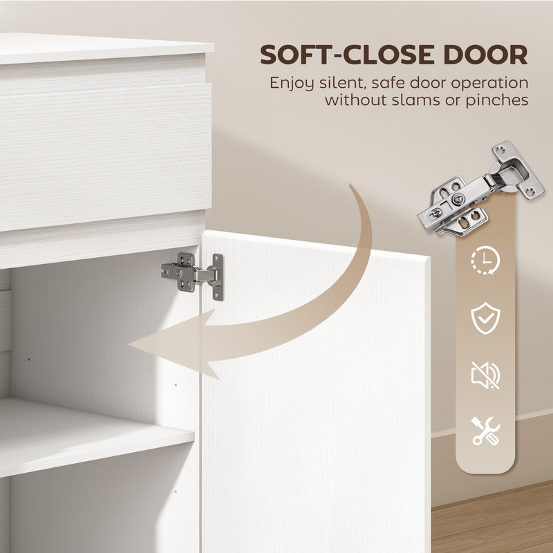 Sideboard with Adjustable Shelf and Soft Close Door for Organised Storage White AOSOM