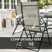 Khaki 7 Seater Steel Outdoor Dining Set With Parasol Hole by Outsunny