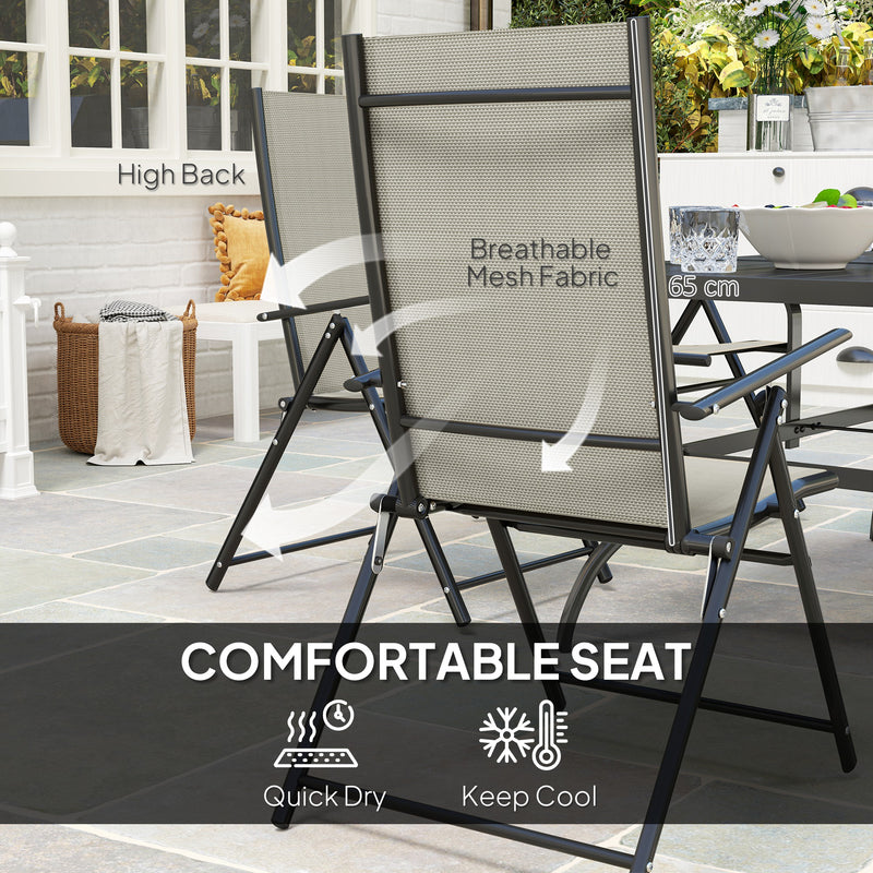 Khaki 7 Seater Steel Outdoor Dining Set With Parasol Hole by Outsunny