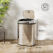 50L Touchless Kitchen Rubbish Bin with Motion Sensor Lid for Home or Office Silver