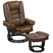 Reclining Faux Leather Armchair with Footstool 135 Degree Backrest Support Brown