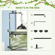 Adjustable Reptile Lamp Stand with Hook and Stable Base for Terrariums Black AOSOM