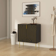 Art Deco Style Sideboard with Adjustable Shelf Ideal for Dining or Living Room Black Gold