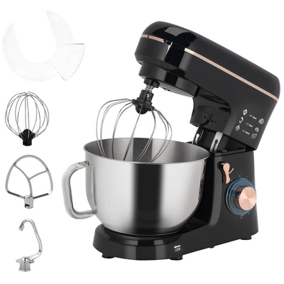 Black 1400W Stand Mixer 5L for Baking with 6 Speeds Pulse Dough Hook and Whisk by HOMCOM