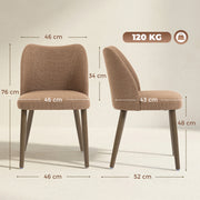 Dining Chairs with Padded Seat and Curved Backrest for Comfortable Family Meals Brown AOSOM