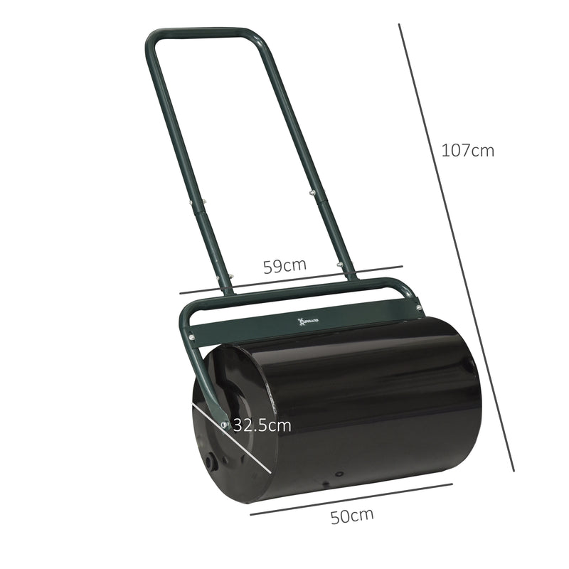 38L Fillable Steel Lawn Roller for Garden and Grass Care Dark Green by Outsunny