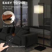 Tall LED Floor Lamp With Remote Control And Adjustable Brightness For Living Room, Black