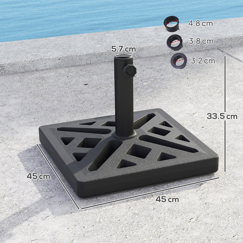 Black 15kg HDPE Garden Parasol Base with Cut-Out Design for Deck and Poolside by Outsunny