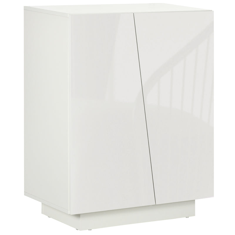Freestanding High Gloss Storage Cabinet With Adjustable Shelves For Home Organisation White
