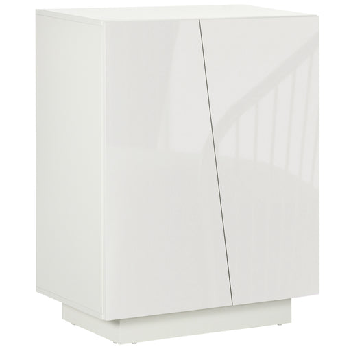 Freestanding High Gloss Storage Cabinet With Adjustable Shelves For Home Organisation White