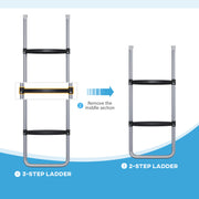 Galvanised Steel Trampoline Ladder 2 or 3 Step for 6ft to 16ft Trampolines Silver by SPORTNOW AOSOM