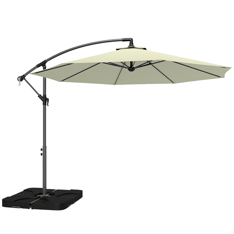 Cantilever Garden Parasol With Base and Weights for Shaded Patio Dining, Beige