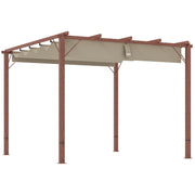 3 x 3 m Retractable Roof Pergola with Natural Wood Finish for Garden and Patio by Outsunny