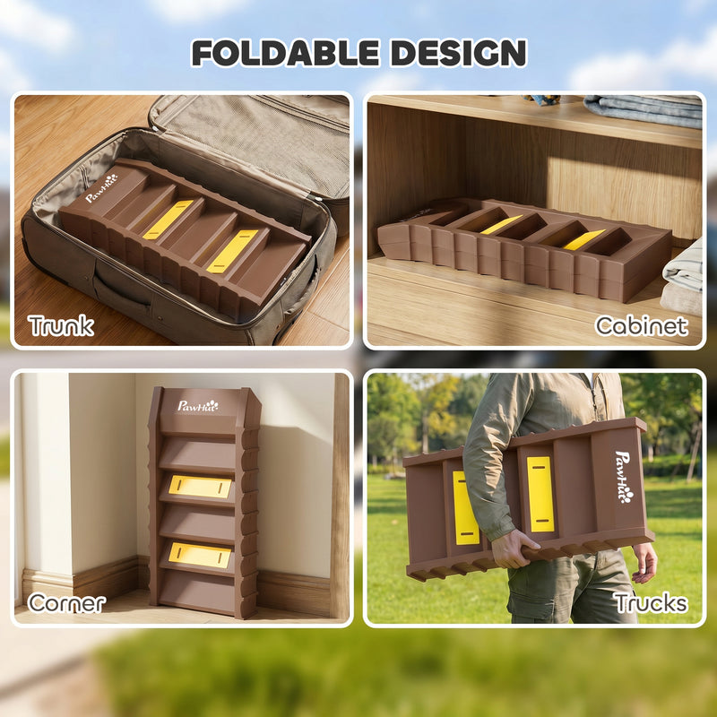 Dog Car Ramp for Easy Pet Access with Anti Slip Surface and Foldable Design Brown