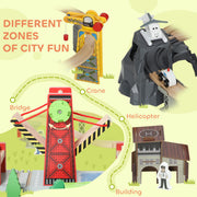 100 Piece Wooden Train Set with Battery Train and Crane for Kids Aged 3 Plus, Natural Wood AOSOM